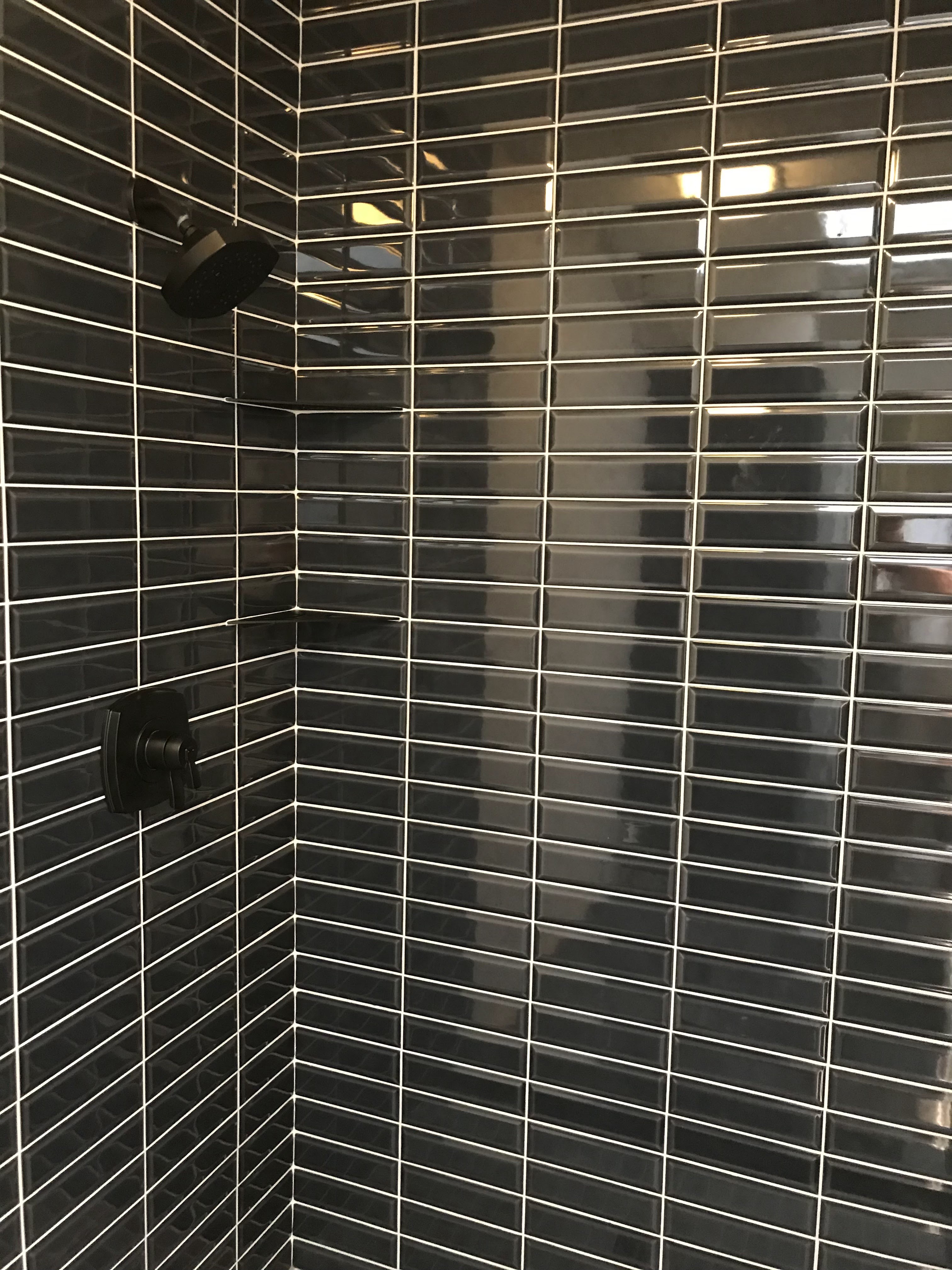 Modern Black Subwaytile Shower Wall Shreveport — 318 Tile Pro