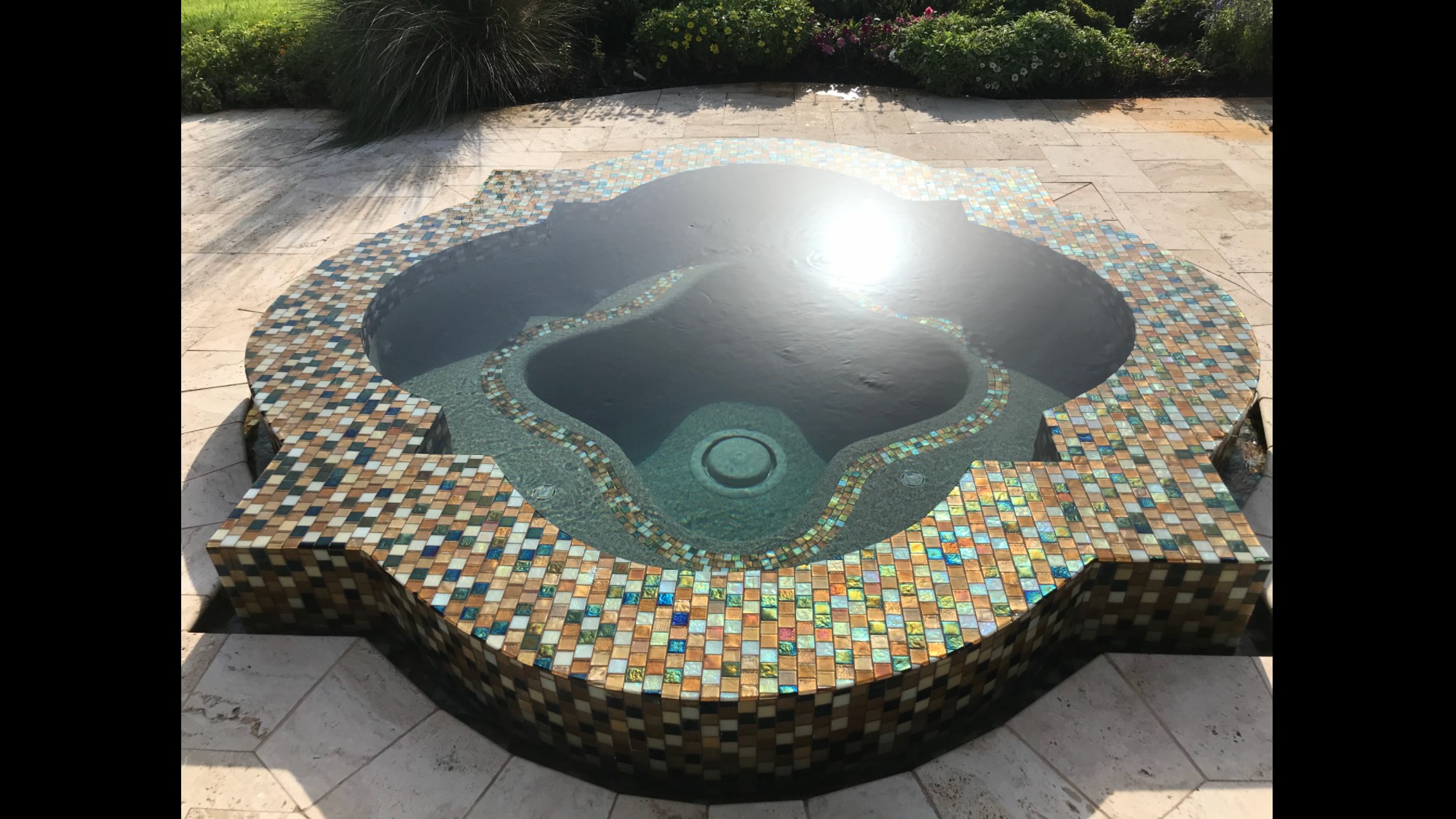Mosaic underwater tile hottub Shreveport Baton Rouge by 318 Tile Pro